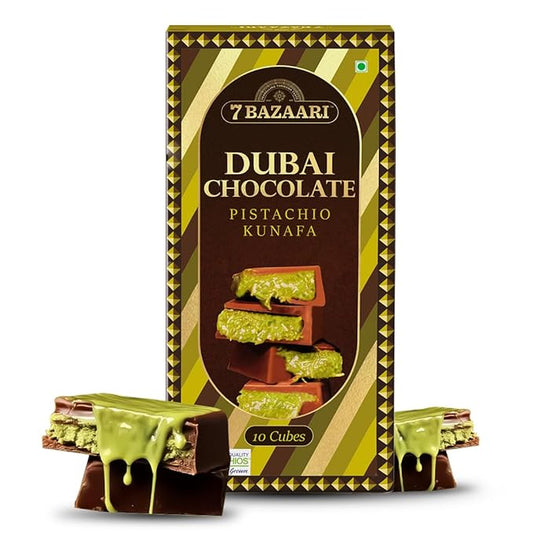 7 BAZAARI Authentic Dubai Chocolate Pistachio Kunafa Dessert 10Pcs