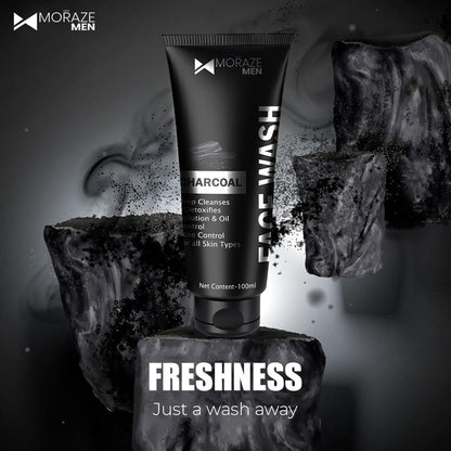 Moraze Cosmetics Men Activated Charcoal Face Wash for deep cleansing and a fresh glow. - Image 2