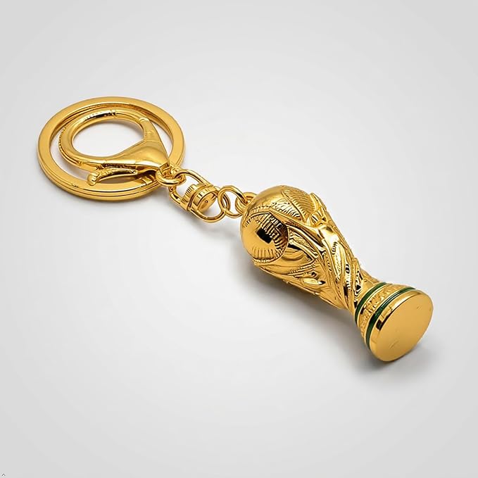 Gold Trophy Keychain for Kids, Mini Football Cup Charm, Metal Key Ring