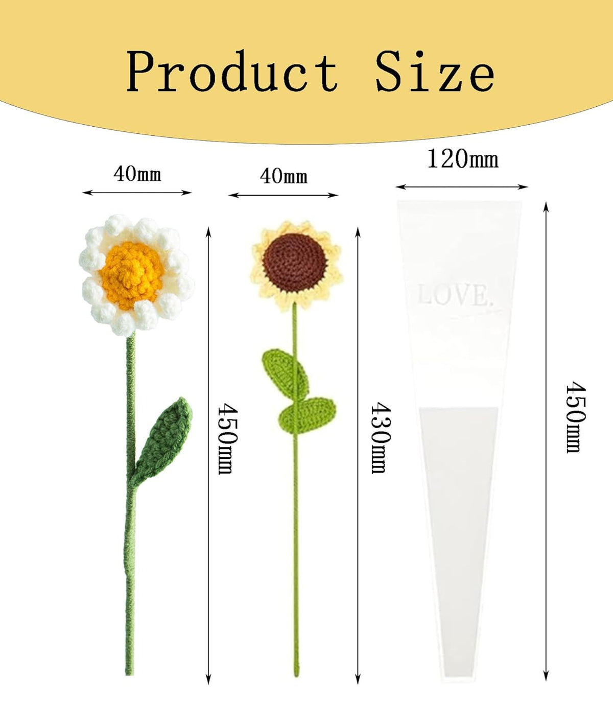 7PCS Crochet Sunflower Bouquet