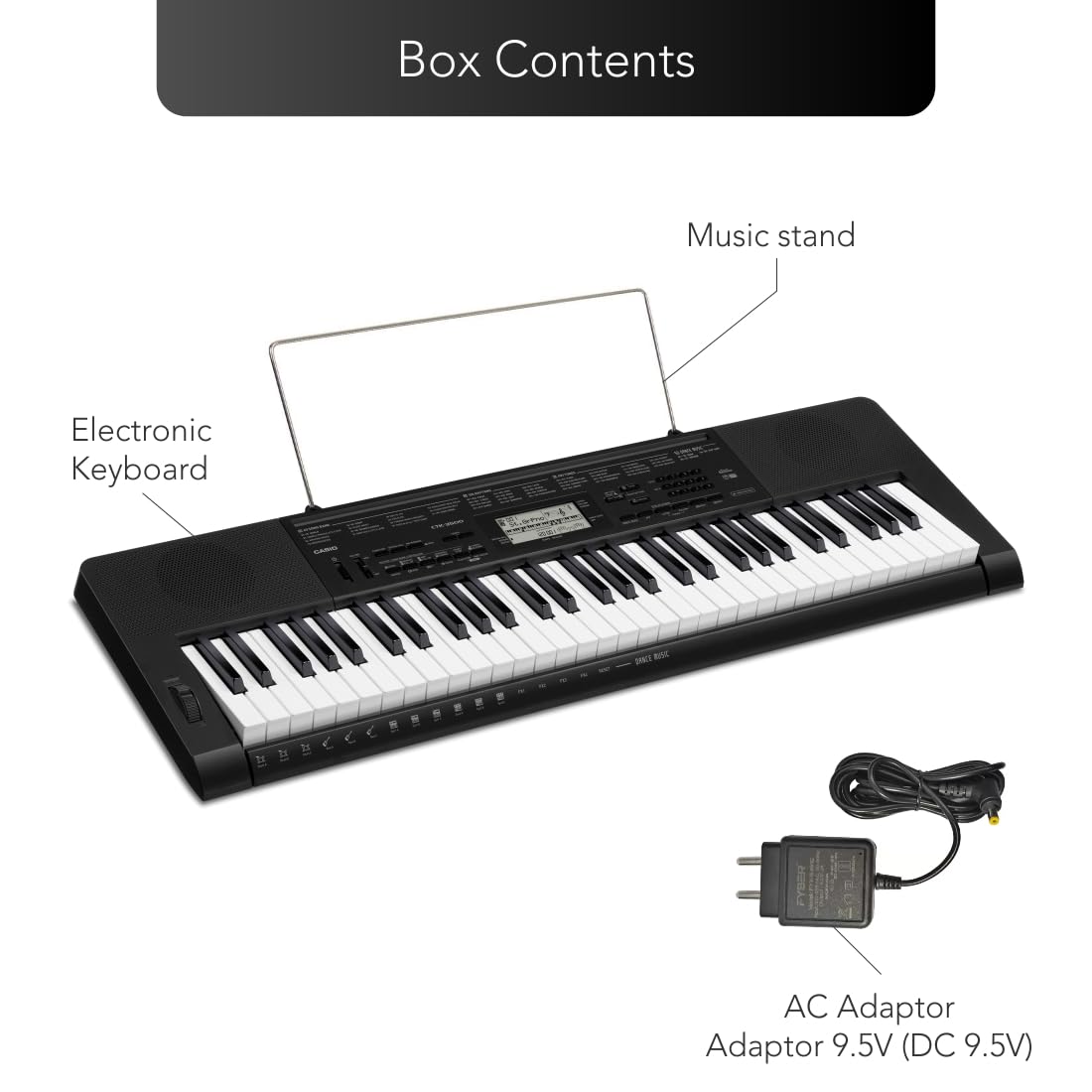 Casio CTK-3500 61 Key Touch Sensitive Portable Keyboard Black