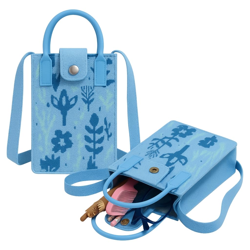 FunBlast Crossbody Mobile Sling Bag Blue Leaf and Flower Print