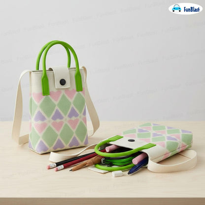 FunBlast Crossbody Mobile Sling Bag Pastel Diamond Print