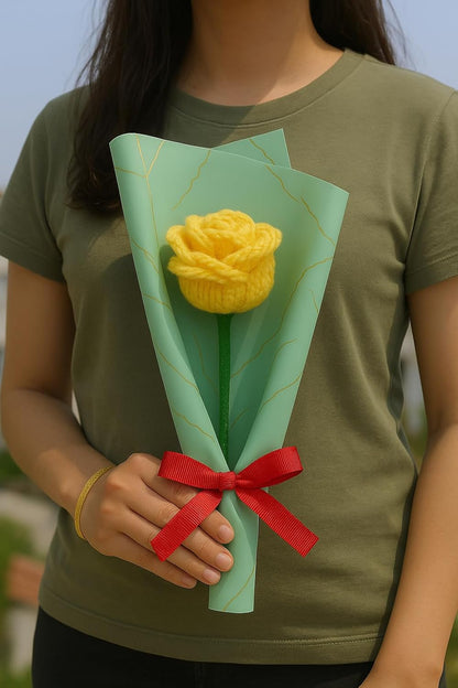 Clapjoy Handmade Crochet Rose Flower – Wool Artificial Flower Gift