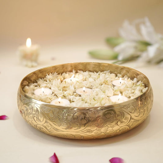Behoma Golden Metal Chitai Design Tire Urli 10 Inch 2000 ml