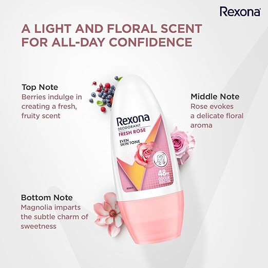 rexona fresh rose underarm roll on for women