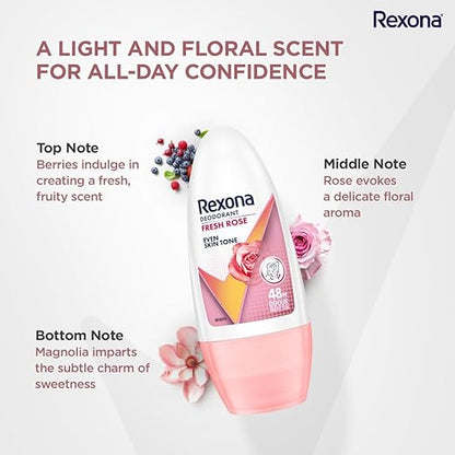 rexona fresh rose underarm roll on for women