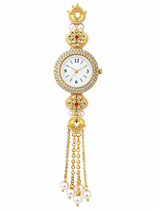 Kashmiri Watch for Women - Kundan Embellished - Ethnic Jewellery Watch 