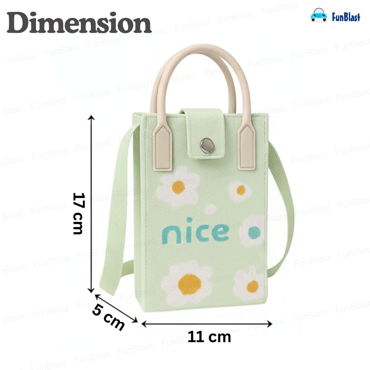 FunBlast Crossbody Mobile Sling Bag Daisy Nice Mint Green