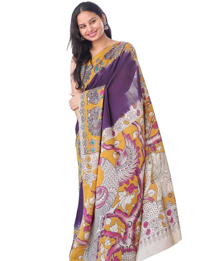 Vasthrlay Classic Ethnic Kalamkari Saree for festive ethnic occasions