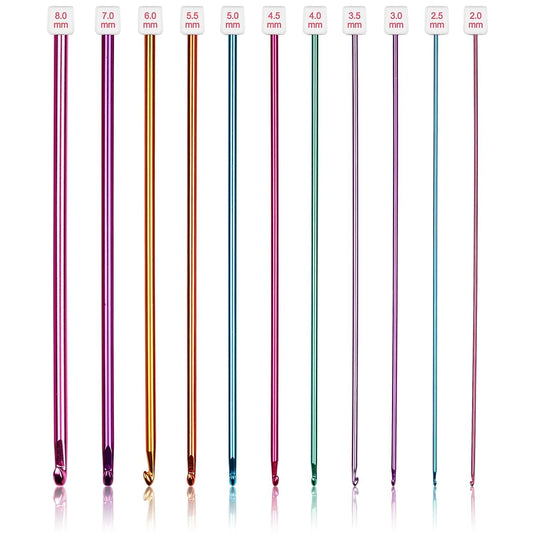 11 Pcs Long Crochet Hook Set, 2 to 8mm Aluminum Knitting Needles Set Crochet Hooks - image 1