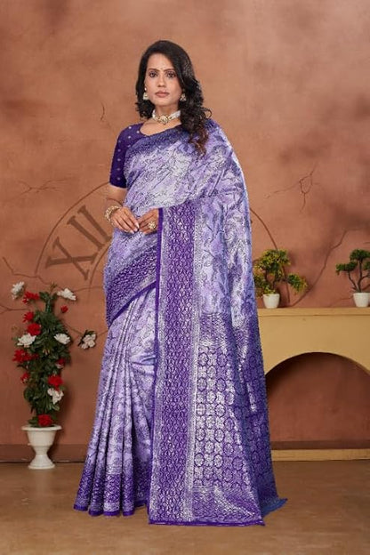 Vasthrlay Purple Traditional Saree with elegant Kanjivaram styling