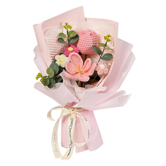 Crochet Flower Bouquet Home Decor Valentine's Day Home Pink - image 2