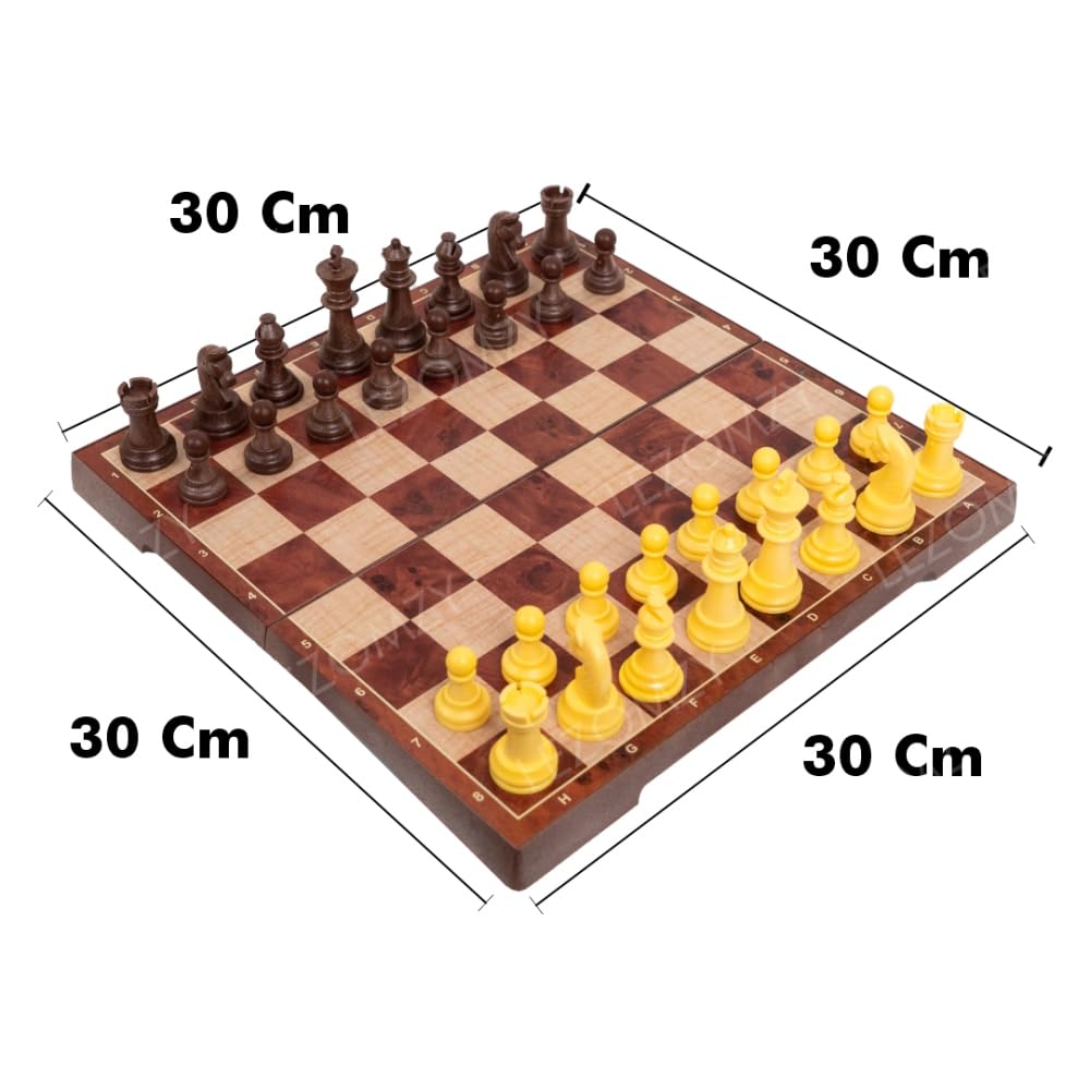 Magnetic Folding Chess Board Set 12 Inch Brown Travel Chess