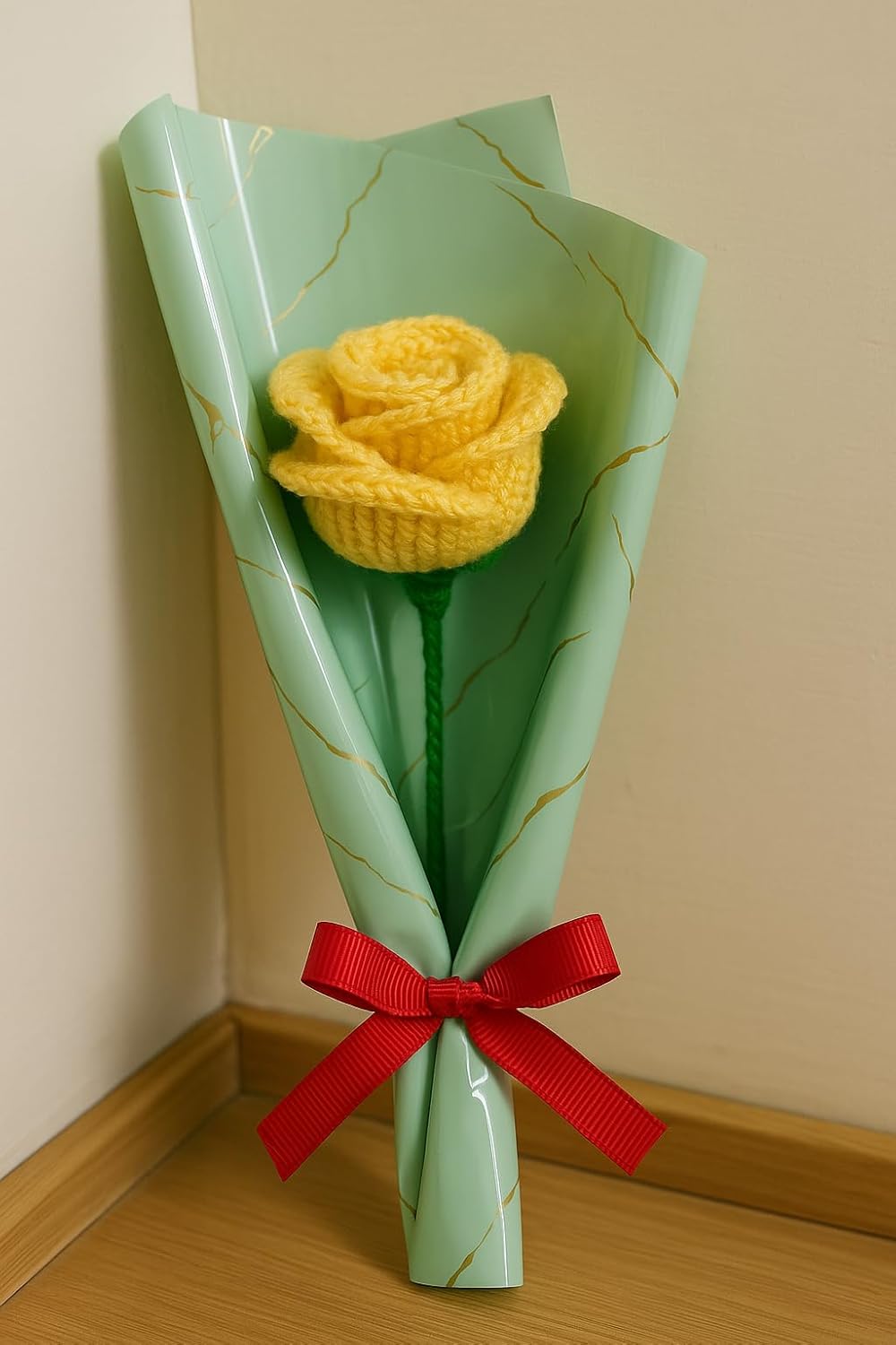 Clapjoy Handmade Crochet Rose Flower – Wool Artificial Flower Gift