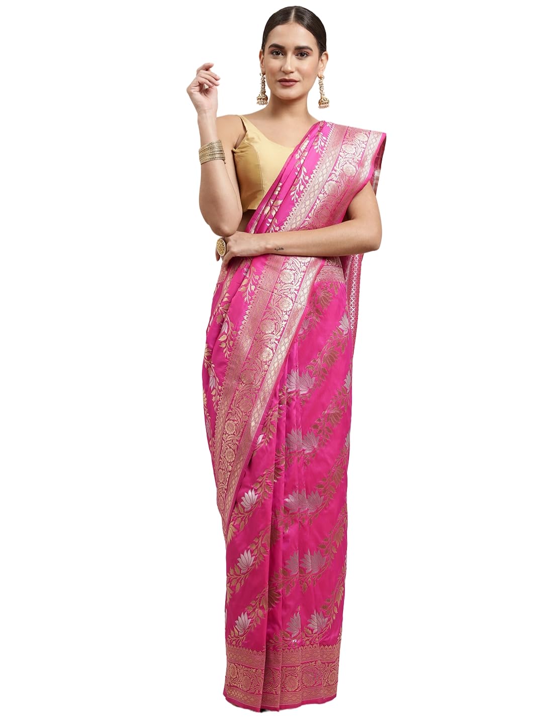 Vasthrlay Silver Banarasi Traditional Saree for festive ethnic occasions