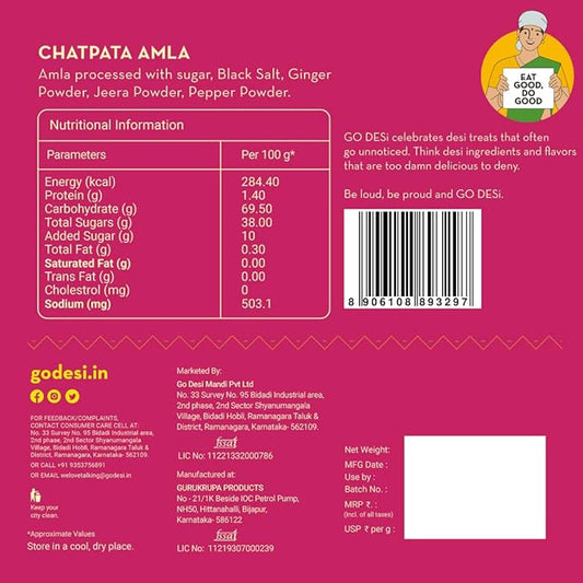 Go Desi Chatpata Amla Bytes All Natural- Sun Dried 3 packs