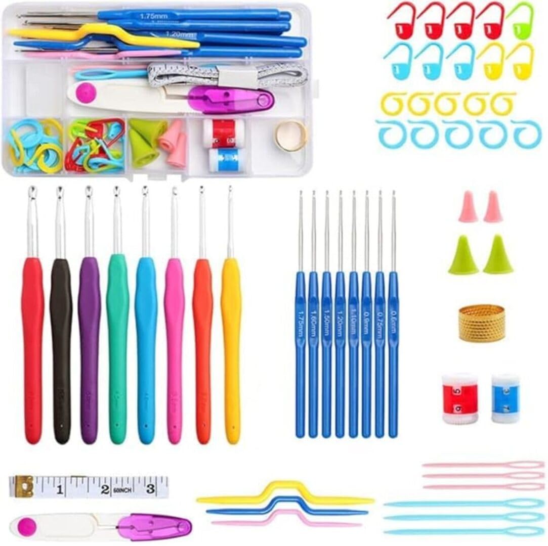 52 Pcs Ergonomic Crochet Hook Set with Storage Case - image 1