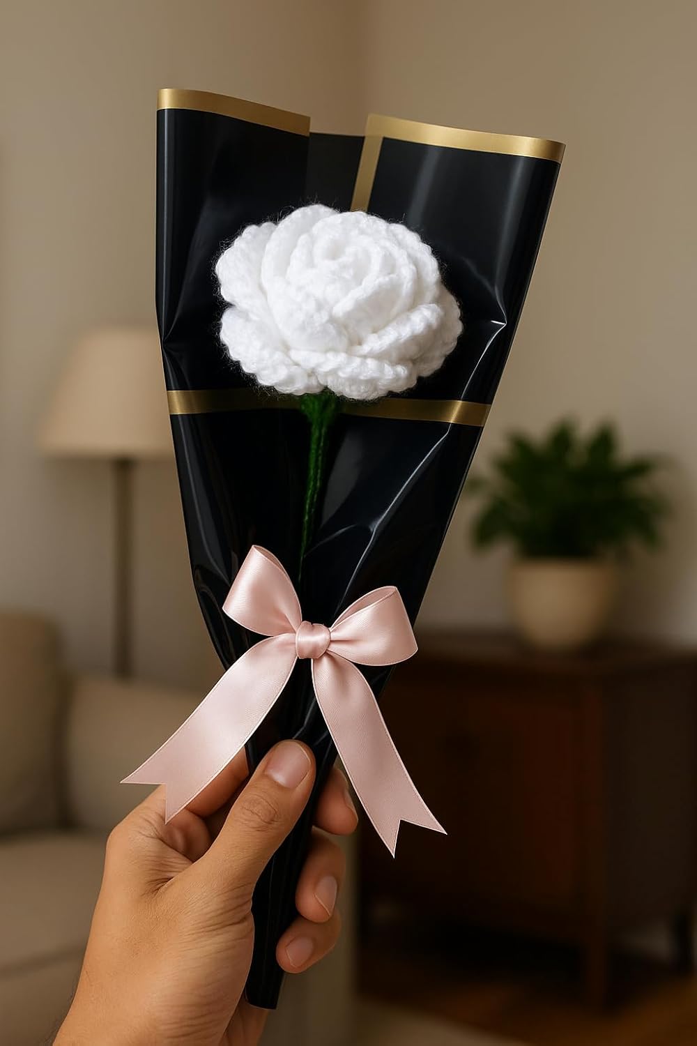 Clapjoy Handmade Crochet Rose Flower – Wool Artificial Flower Gift
