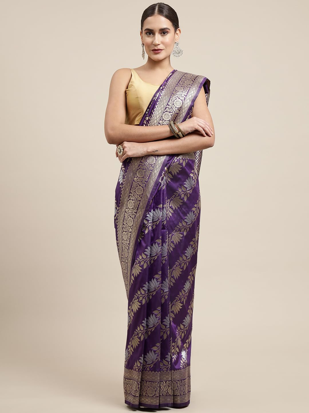 Vasthrlay Silver Traditional Saree with elegant banarasi styling