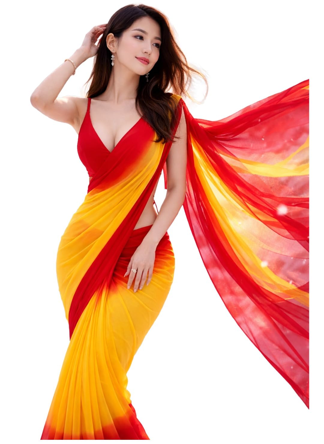 Vasthrlay Yellow Georgette Traditional Saree for festive ethnic occasions