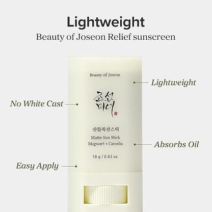 Beauty of Joseon Matte Sun Stick Mugwort+Camelia (SPF 50+ PA++++)