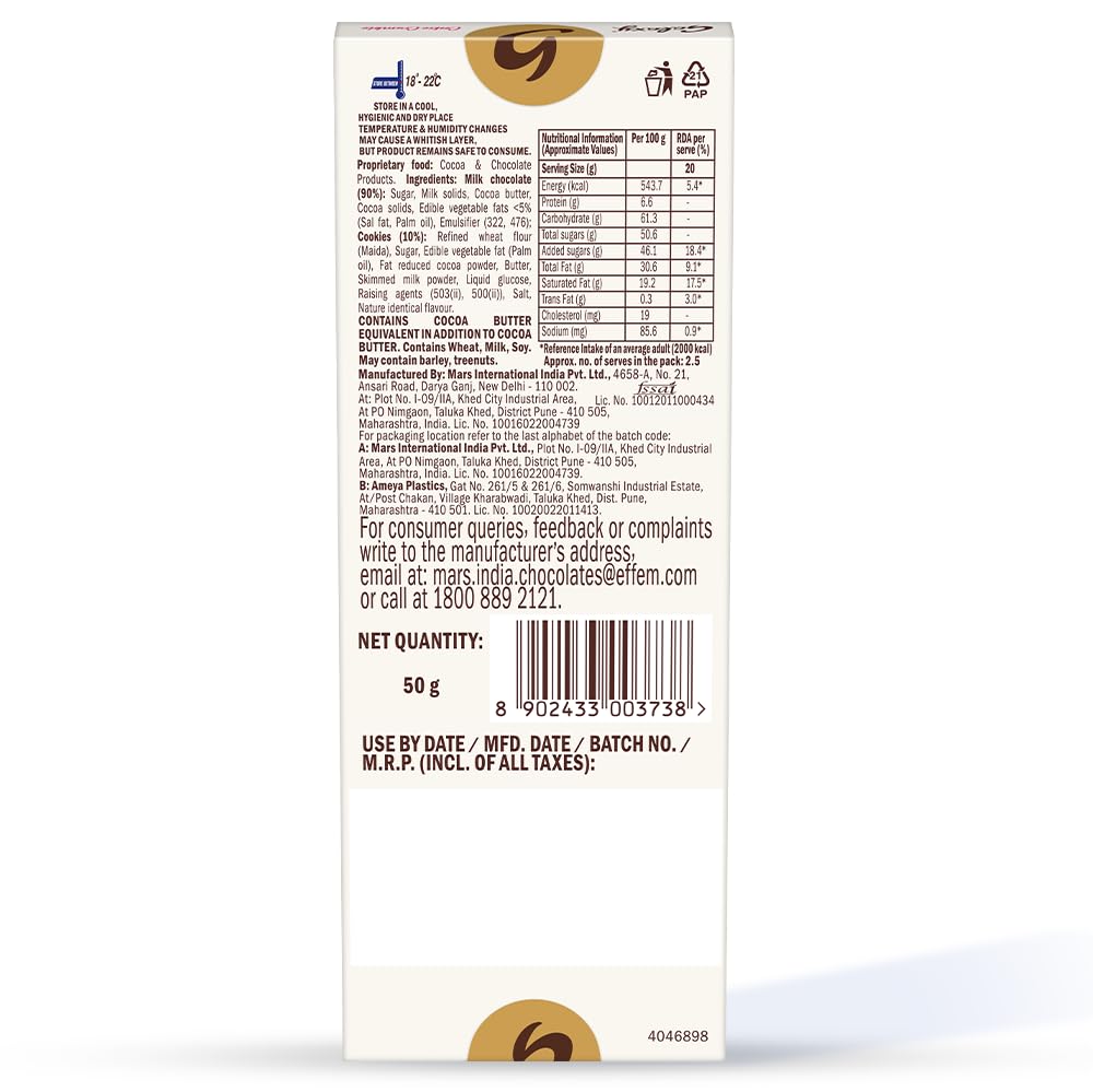Galaxy Cookie Crumble Chocolate Bar 50g