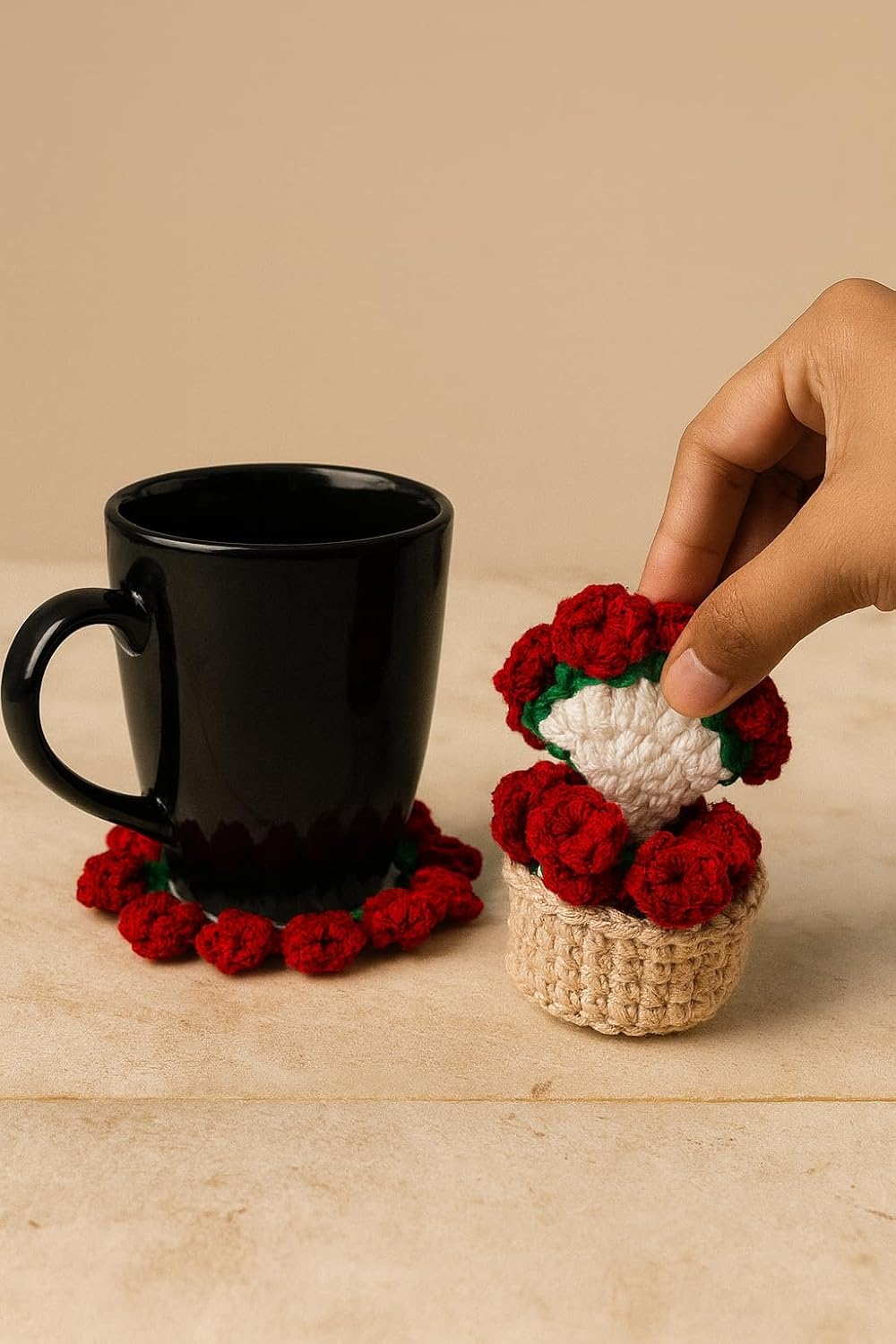 Handmade Crochet Tea Coaster Set (3+1) - image 4
