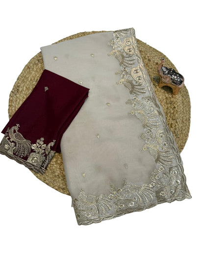 Vasthrlay Classic Georgette Embroidery Saree for festive ethnic occasions