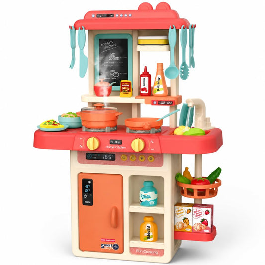 MiniExplorer Kitchen Set for Kids Big Kitchen Playset with Light Sound and Running Water 44 Pieces