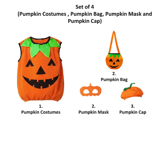 Rudra Fancy Dress Kids Pumpkin Costume Set with Bag Mask and Cap