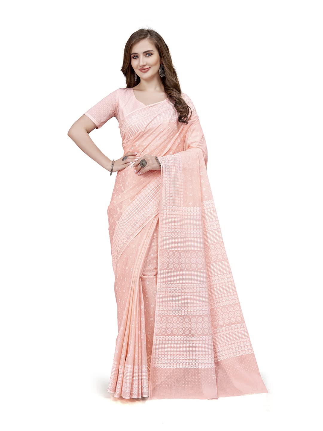 Vasthrlay Beige Cotton Printed Saree for festive ethnic occasions