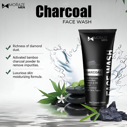 Moraze Cosmetics Men Activated Charcoal Face Wash for deep cleansing and a fresh glow. - Image 3