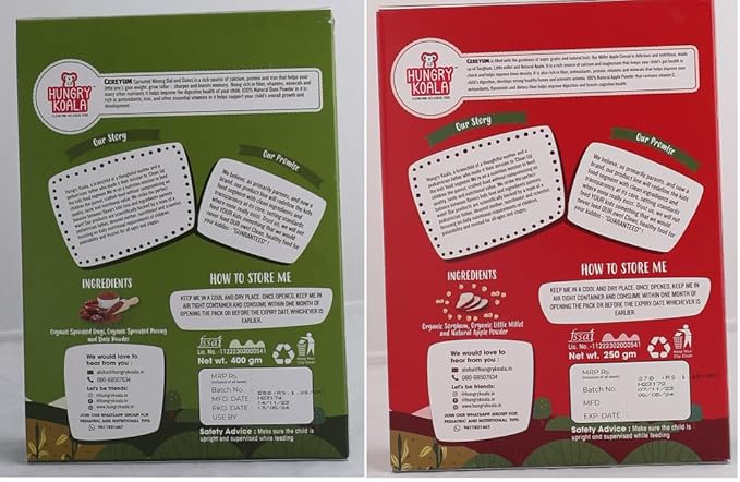 HUNGRY KOALA Cereal Made With Natural Ingridients Millet Apple Sprouted Moong & Dates For Kids To Grow Healthy - PUSHMYCART