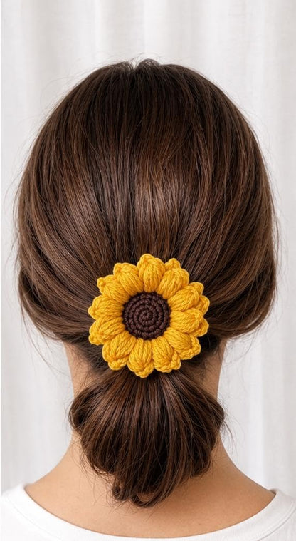 Handmade Crochet Sunflower Hair Rubber - image 1