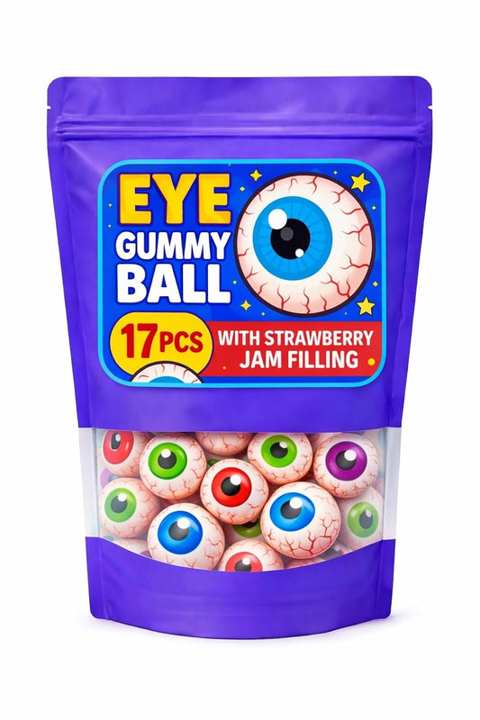 Caniger Eyeball Gummy Balls Strawberry Jam Filled Halloween Candy Pack of 17 180 g