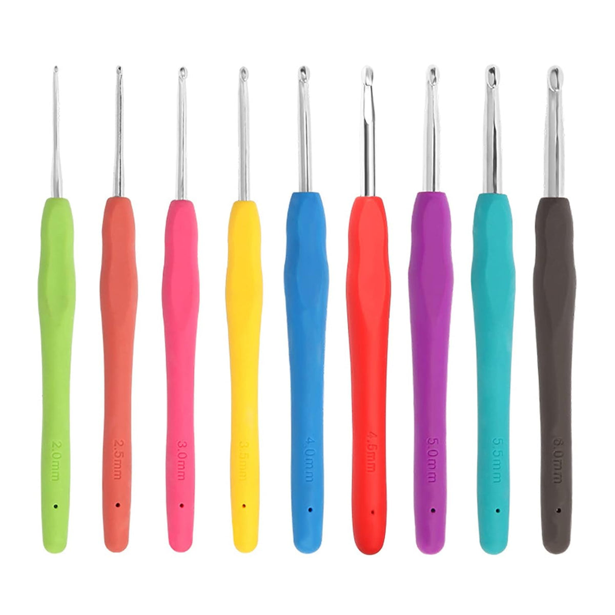Crochet Hook Set, 9 Pcs Ergonomic Hooks, Aluminum Knitting Tools with Rubber Soft Grip - image 1