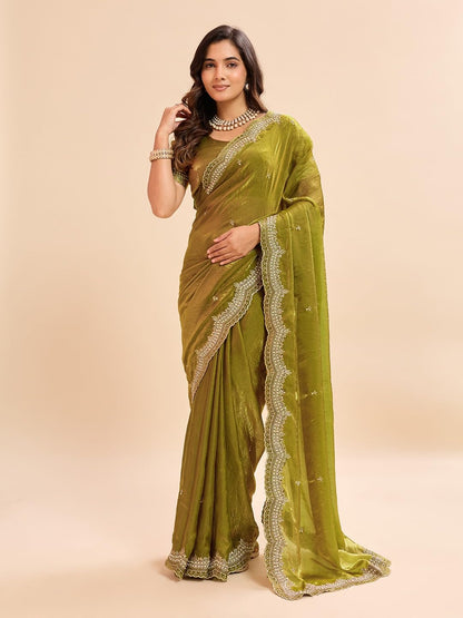 Vasthrlay Classic Embroidered Saree with elegant Chiffon styling