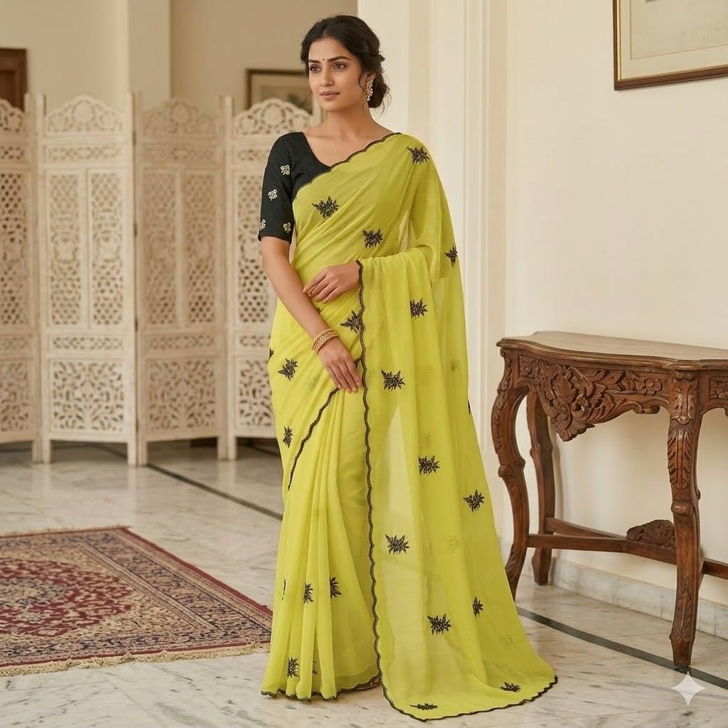 Vasthrlay Classic Embroidery Saree with elegant Georgette styling
