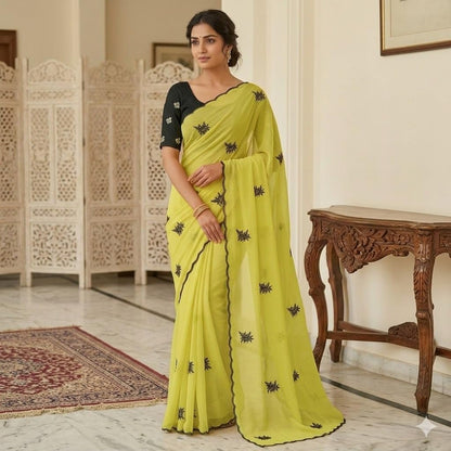 Vasthrlay Classic Embroidery Saree with elegant Georgette styling
