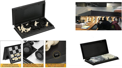 Magnetic Folding Chess Board Set 10 Inch Travel Friendly Black