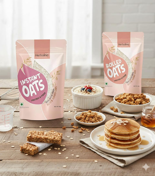 Herbolina Oats Combo Pack, Instant Oats and Rolled Oats