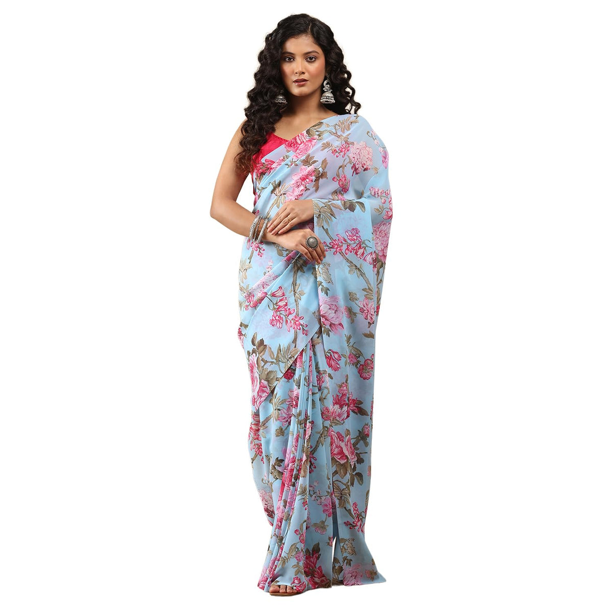 Vasthrlay Classic Georgette Floral Saree for festive ethnic occasions