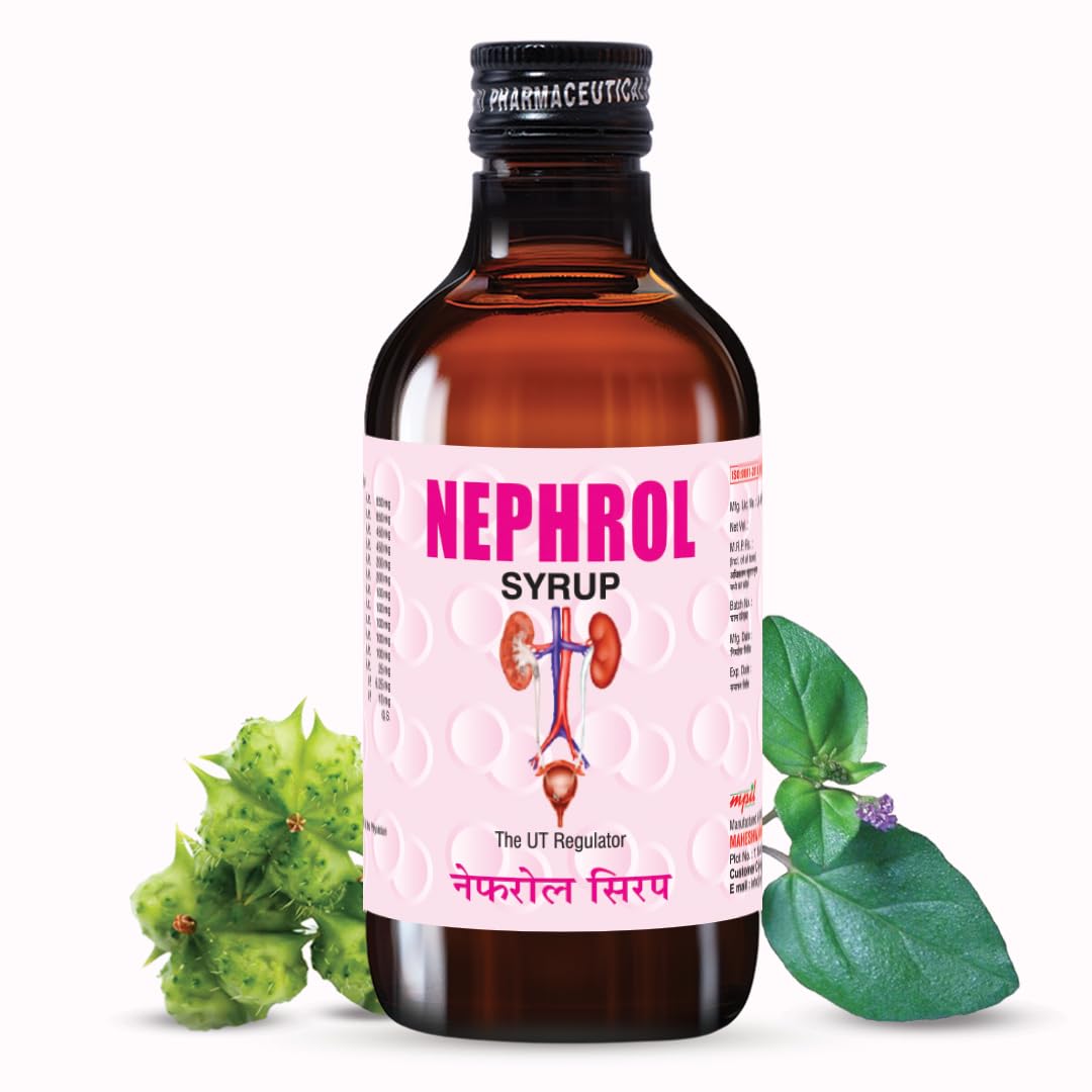 MPIL Nephrol Syrup bottle, designed for kidney stone relief and urinary comfort.
