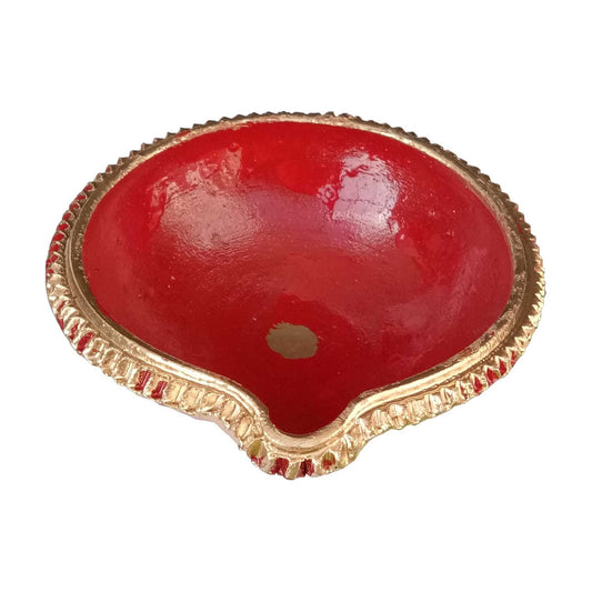 Yaksa Handmade Terracotta Big Size Red Mitti Diya 12 cm for Laxmi Puja