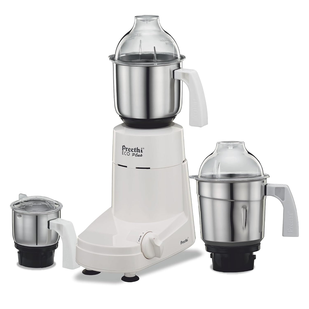 Preethi Eco Plus MG-138 550 Watt Mixer Grinder With 3 Jars (0.4L, 1L & 1.5L), White