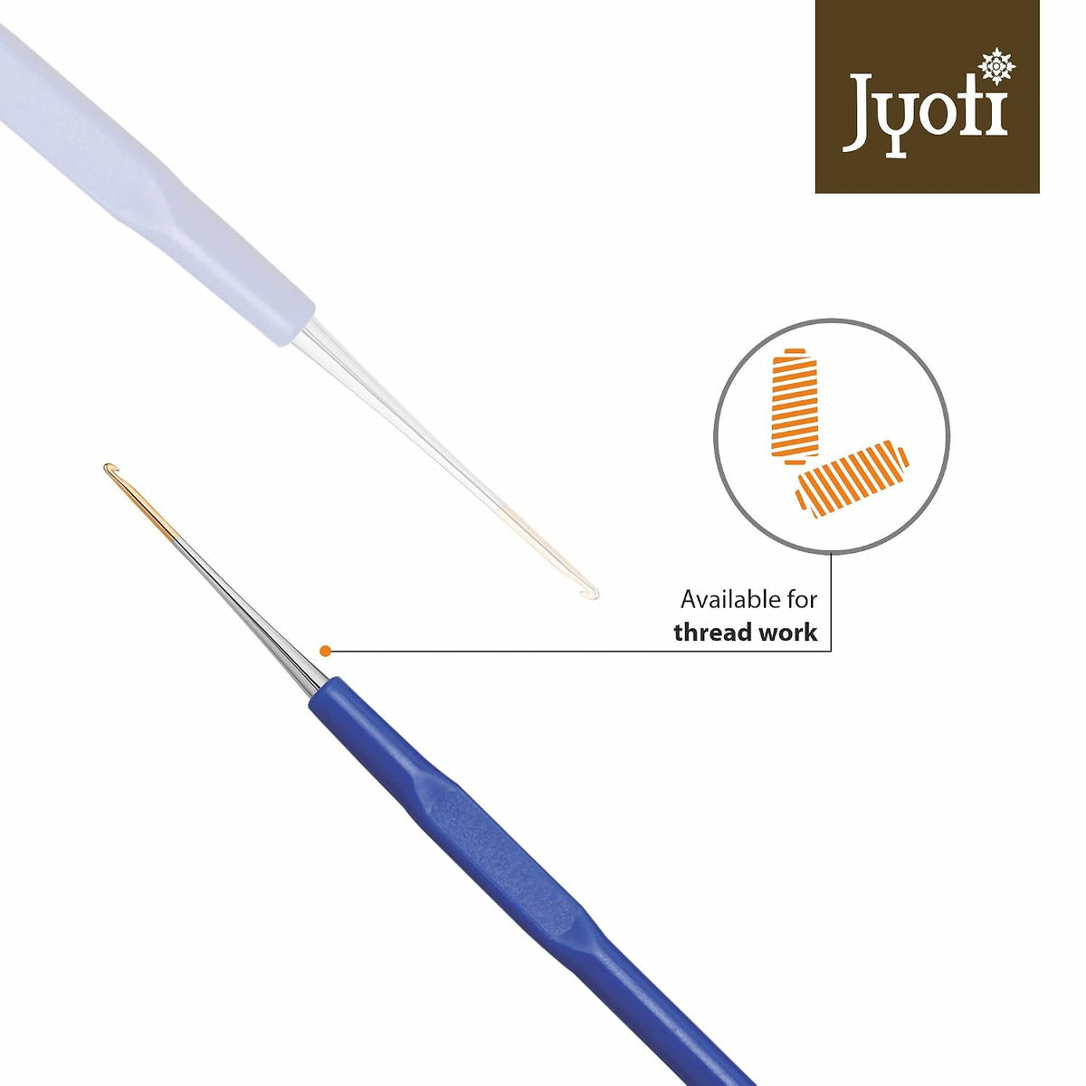 Crochet Hook Steel (Gold Point) with Plastic Handle for Thread Work, Hand Knitted - image 5