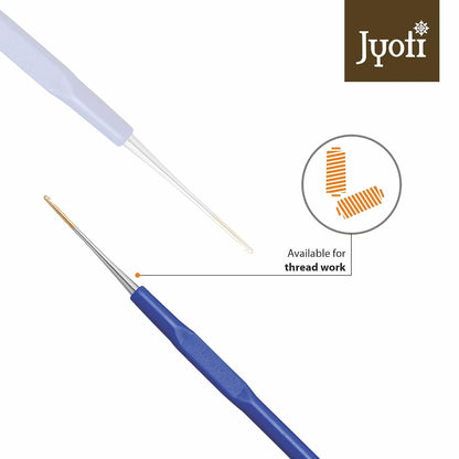 Crochet Hook Steel (Gold Point) with Plastic Handle for Thread Work, Hand Knitted - image 5