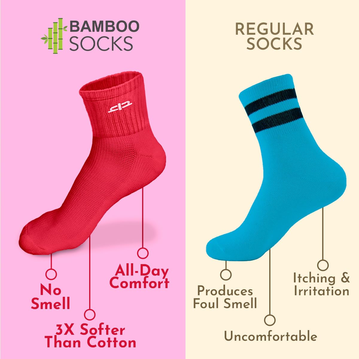 Heelium Bamboo Quarter Socks for Women - 2 Pairs