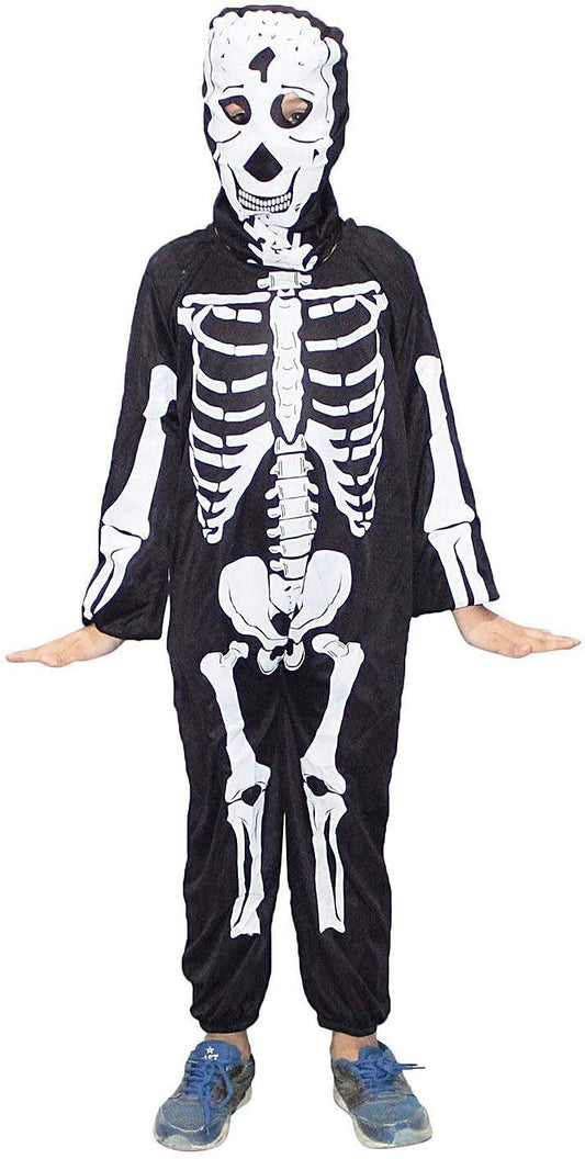 Kaku Fancy Dresses Kids Skeleton Halloween Costume Jumpsuit with Hood